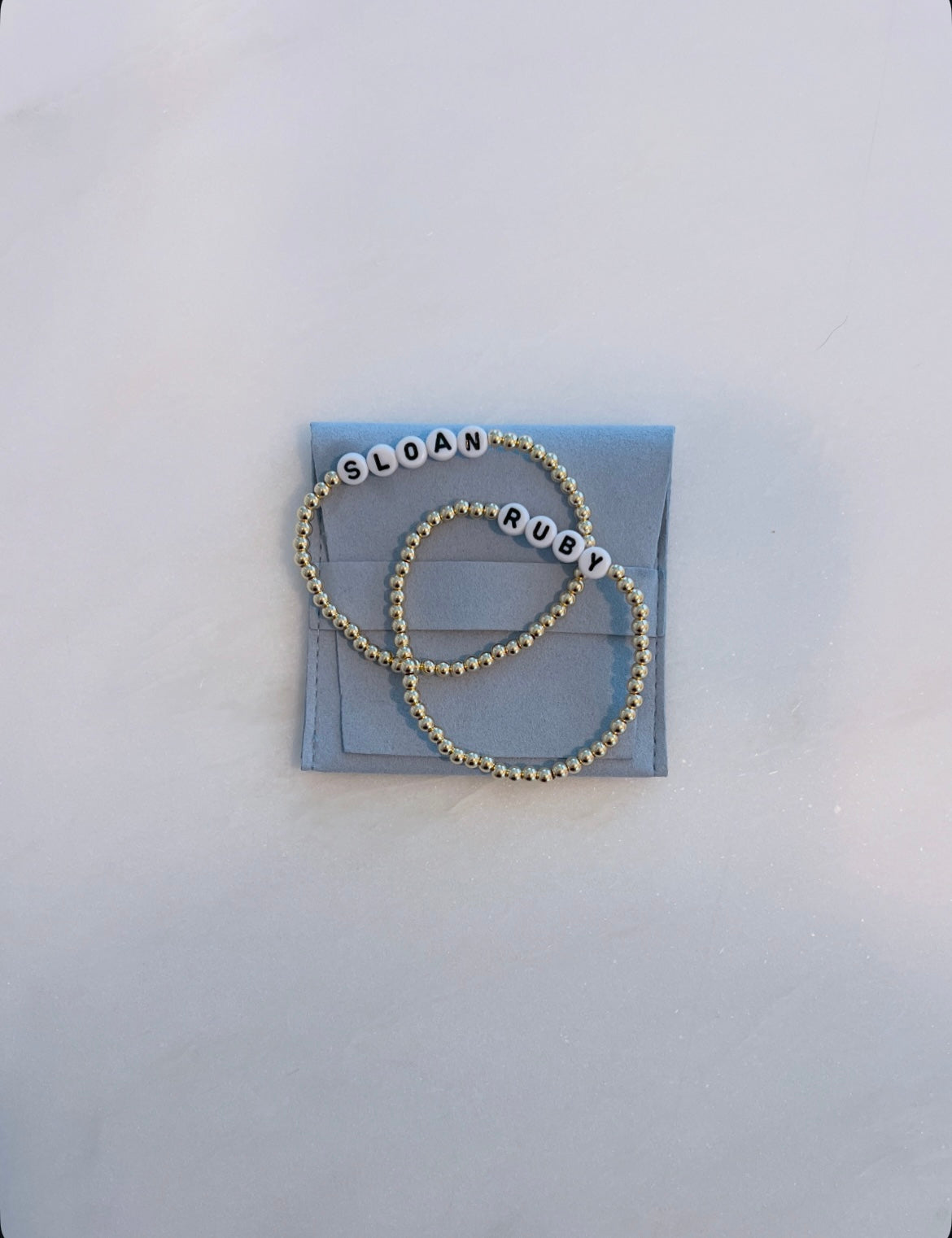 Classic Name Bracelet- Gold & White or Black & White letter beads