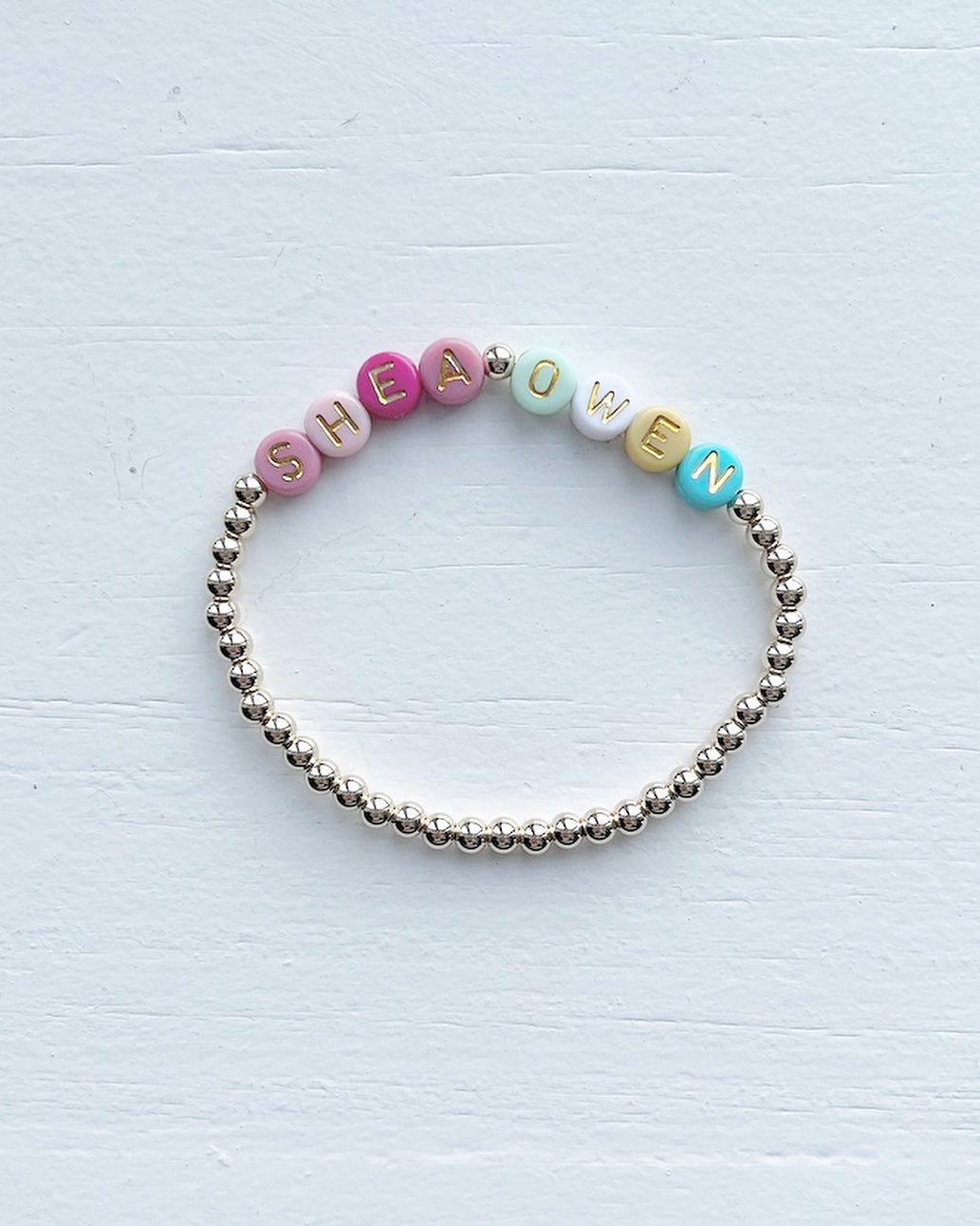 Classic Name Bracelet- Blue Ombre & Gold Letters